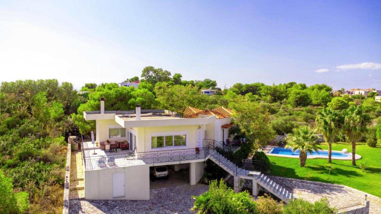 Villa Afroditi In Chania Near Airport With Private Pool, Free Wi-Fi, Souda Bay Views, Garden Oasis Kounoupidhianá Extérieur photo