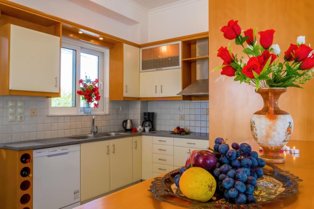 Villa Afroditi In Chania Near Airport With Private Pool, Free Wi-Fi, Souda Bay Views, Garden Oasis Kounoupidhianá Extérieur photo