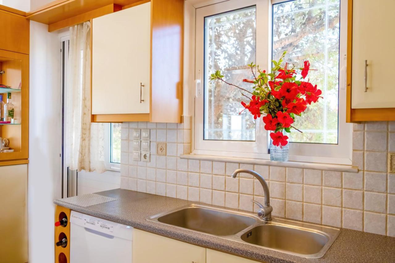 Villa Afroditi In Chania Near Airport With Private Pool, Free Wi-Fi, Souda Bay Views, Garden Oasis Kounoupidhianá Extérieur photo