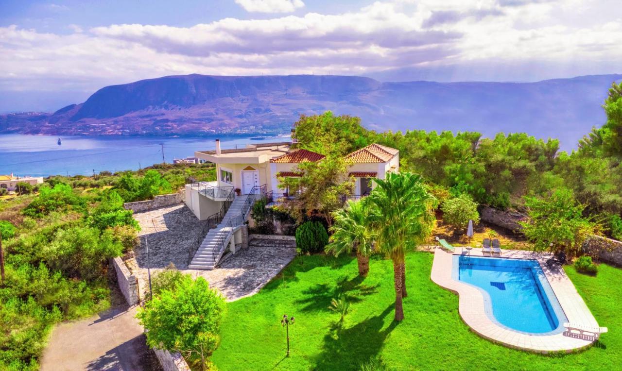 Villa Afroditi In Chania Near Airport With Private Pool, Free Wi-Fi, Souda Bay Views, Garden Oasis Kounoupidhianá Extérieur photo